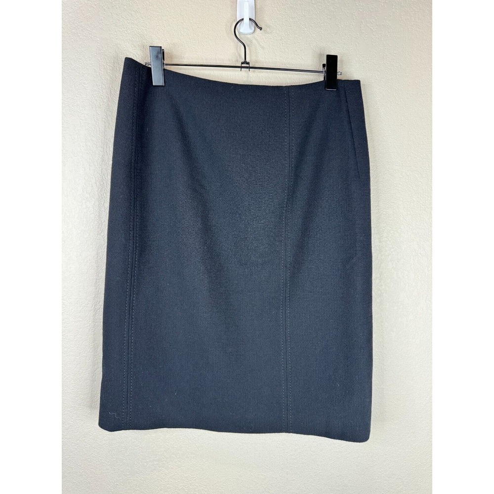 Lafayette 148 Women's Flat Front A-Line Pencil Skirt Back Zipper Black Size 10